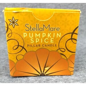 Stella Mare Pillar Candle Pumpkin Spice Cotton Wick Handmade USA NEW in Orig Box